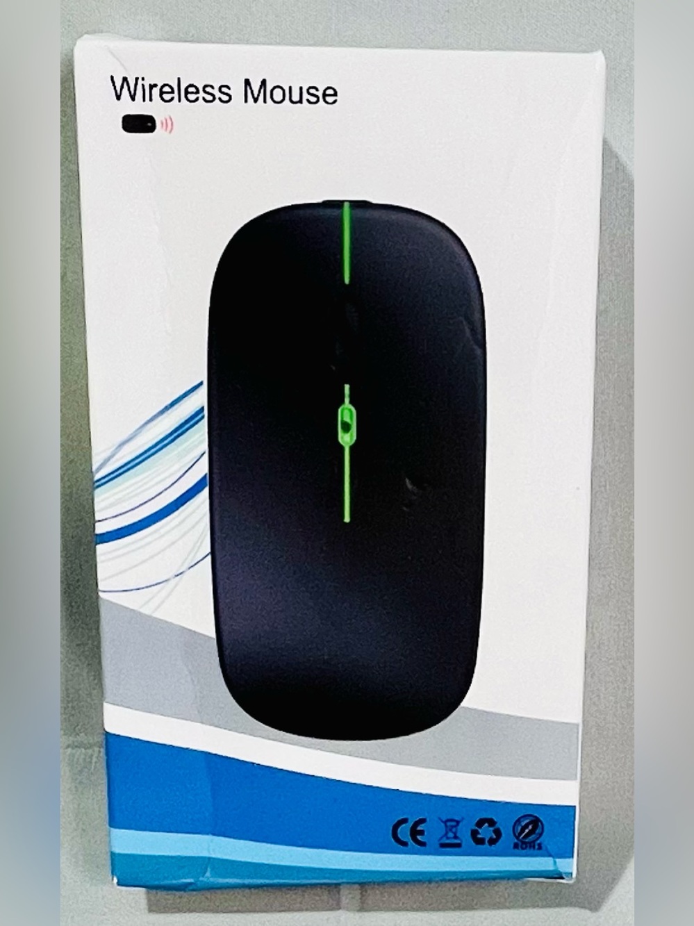 Wireless Black Mouse with Green Accent - Compact Optical Wireless Mouse